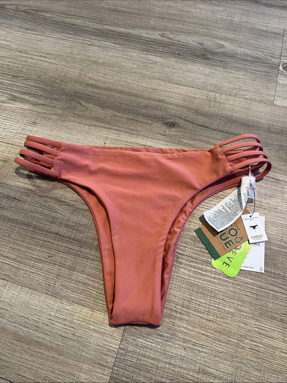 NWT Women's Rose Coral Strappy Bikini Bottom